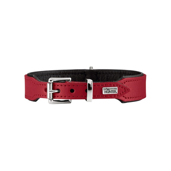 Hunter Halsband Basic 42 nickel, Hals 35-39,5 cm - rot